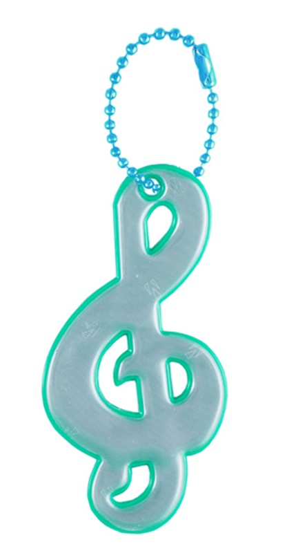 AKCIA 3M reflexný prívesok zelený husľový kľúč - spĺňa  EN 13356 | EN 17353